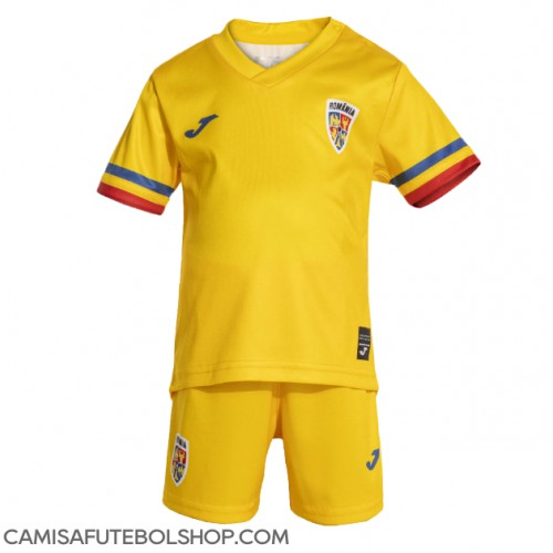 Camisa de time de futebol Romênia Replicas 1º Equipamento Infantil Europeu 2024 Manga Curta (+ Calças curtas)